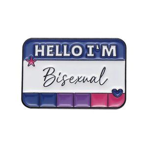 Hello I'm Bisexual Pin Cute Name Tag Brooch Pride LGBTQIA+ NEW
